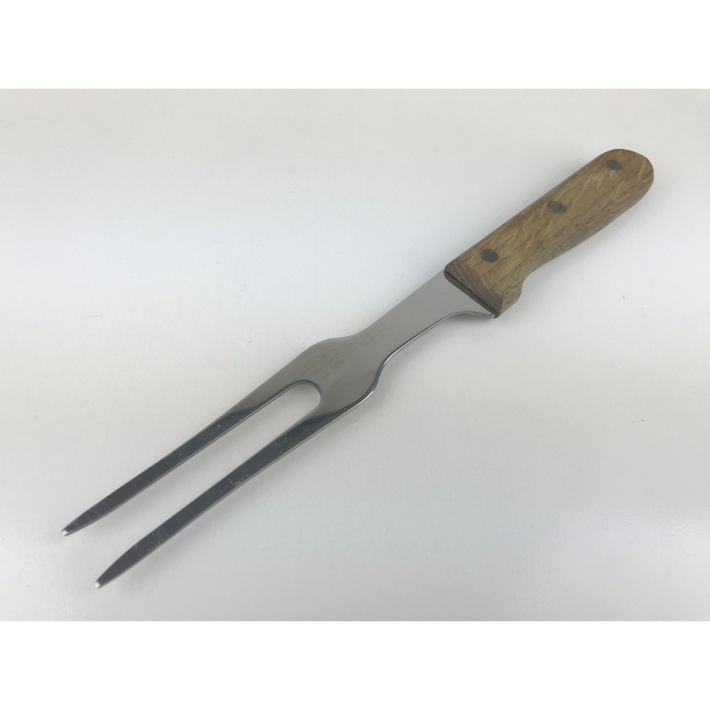 Vintage Carving Fork With‎ Wood Handle Stainless Steel Kitchen Utensil 11 Inch